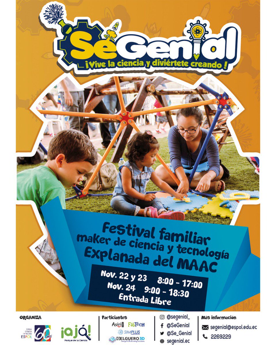 Se_Genial's tweet photo. La diversión y la ciencia se juntan este 22, 23 y 24 de Noviembre para que pases GENIAL con tu familia. Ven a #SéGenial2018 y disfruta de las mejores exhibiciones interactivas y eventos que hemos traído solo para ti. No te lo puedes perder! 💡🚀 #CienciaDivertida https://t.co/dh25C3Xjti
