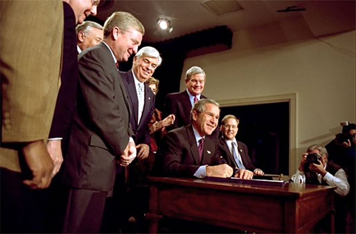 52/ HAVA was signed into law by President George W. Bush in 2002 and initially provided $3.9 billion to states for new voting hardware and software. (Prior to the HAVA funding, Cook County used punch card ballot counters with modems.) https://bit.ly/2qOiebq 