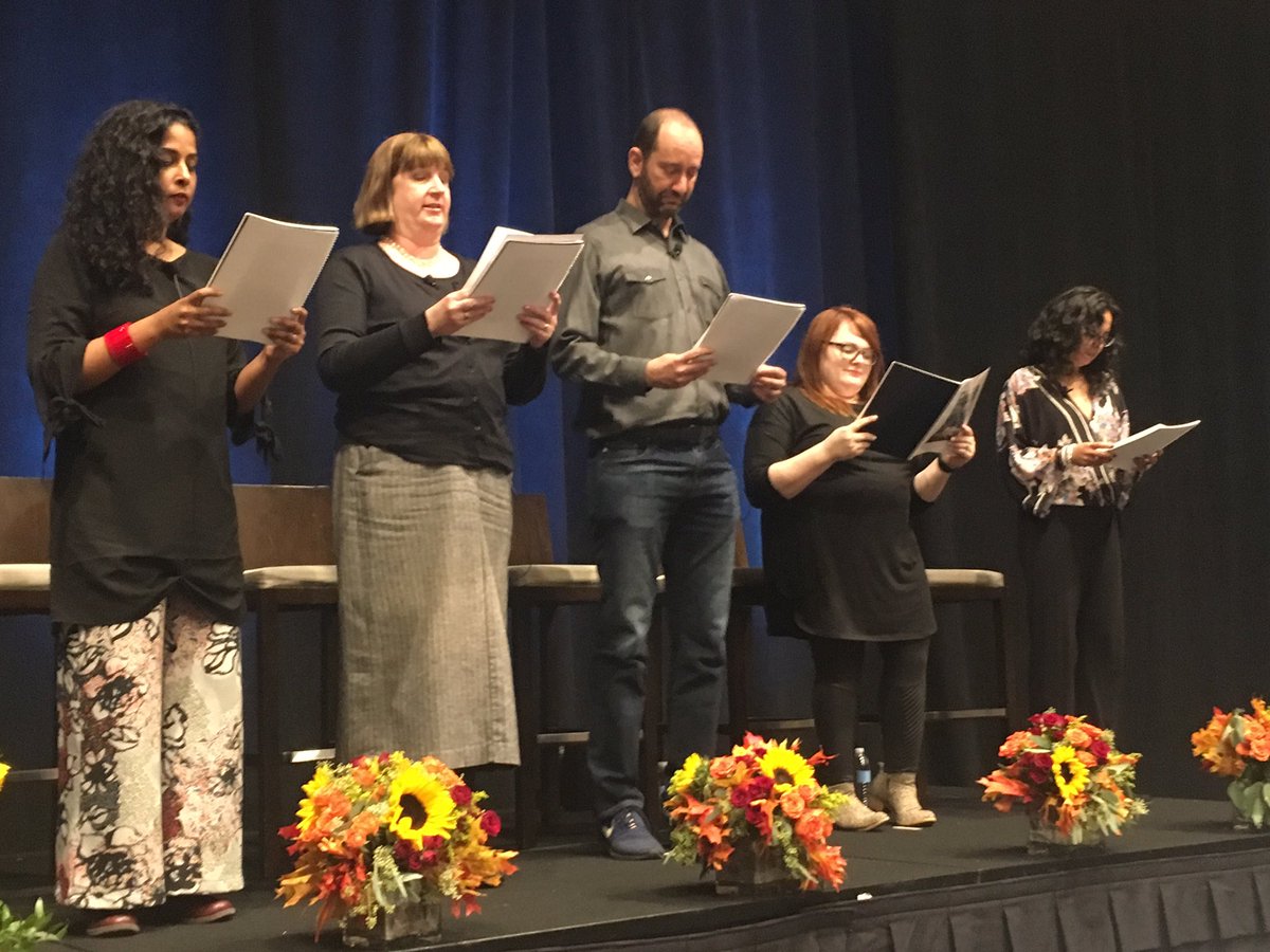 A fantastic morning with these incredible @Scholastic authors! ❤️📚🎉 #ThePowerOfStory @Sayantani16 @cynthialord #CynthiaLord @billkonigsberg @_natalielloyd @MimaWrites