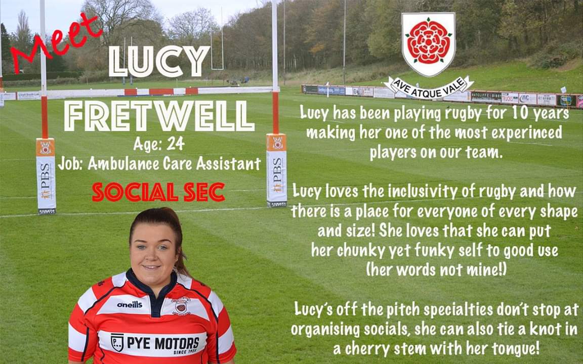 As we all sit down trying to piece our day/night back together, feeling very sorry for ourselves after our social yesterday, I thought it only appropriate that this week you get to meet the woman responsible! Here is Lucy, our social sec!