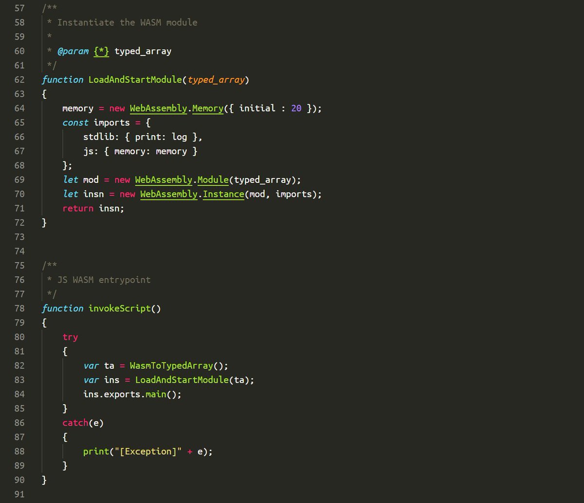 windbgtips's tweet image. The #ChakraCore library embedded in #WinDbg Preview exposes most of #EcmaScript6 features to the debugger. In your JS scripts, it is possible to use generators, spread operators, block-scoped variables/functions.
Also it allows to run #WebAssembly code inside your debugger ☺
