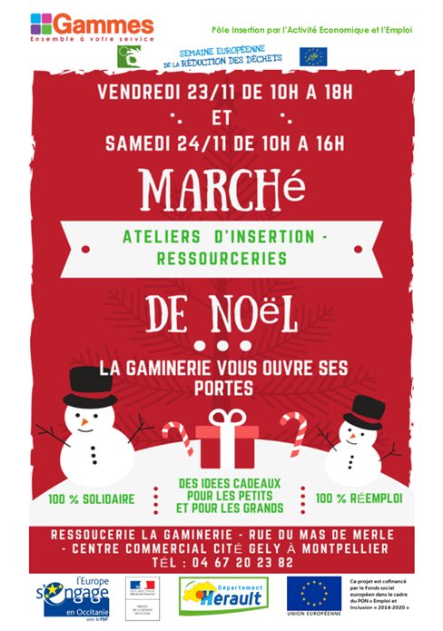 pelissierjulie1's tweet photo. Marché de Noël des ACI #Ressourceries de l’#AssociationGammes 23 et 24 novembre #Montpellier.
Venez nombreux https://t.co/g7J8eXBPX1