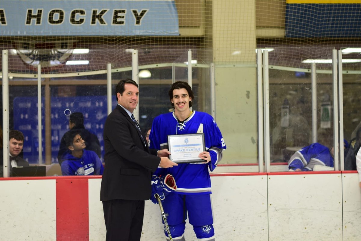 Andrew_Herrick_'s tweet photo. Student Worker and @LTUHockey Senior @DrakeGentile23 getting his award yesterday for most points in Hockey history... Congrats on the accomplishment https://t.co/KwYgkjNDBx