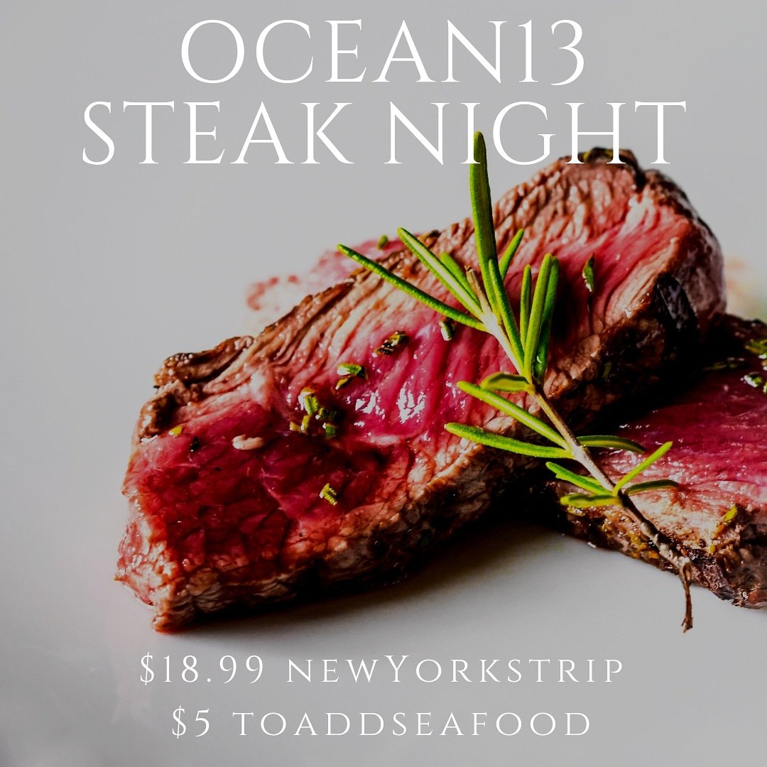 Ocean13ocmd's tweet photo. Steak night!!!
#ocean13ocmd #ocmd #Maryland #oceancity #seafood #steaks #steakhouse #fresh #foodie #happyhour #oysters #secondseason #specials #whiskey #craftbeer #cocktails #tikibar #beach #yum https://t.co/iVPk9Y2mYG