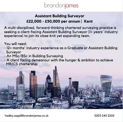 BrandonJamesJob's tweet image. Interested? Read more here - ow.ly/1EFx30mF4OY or contact Hadley Segal on 01628 367 030.

Looking for other opportunities? Visit our website at brandonjames.co.uk.
We’re always happy to discuss your next move.

#buildingsurveyor #kent #construction #MRICS