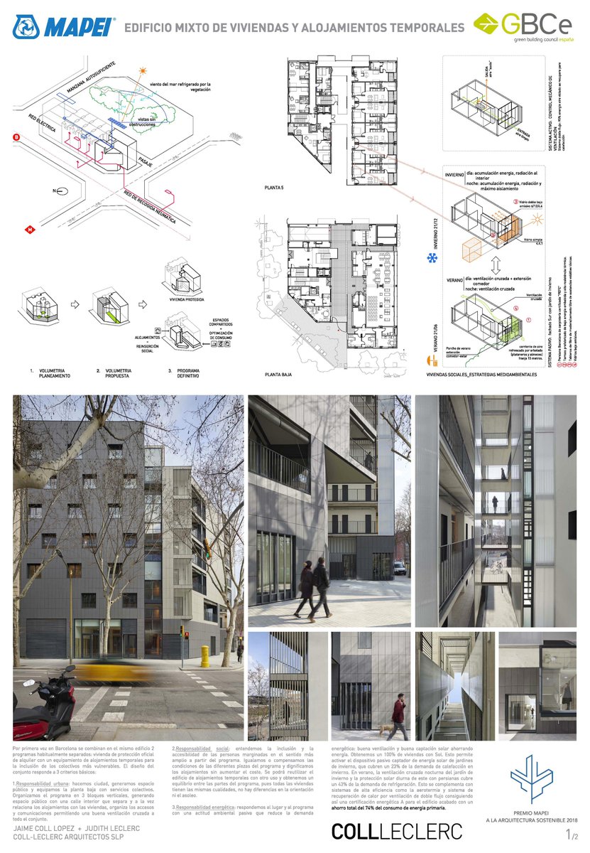 MapeiSpain's tweet photo. 🔵 Paneles del #PremioMapei Edificio Mixto de Viviendas y Alojamientos Temporales de #CollLeclerc ganador del #PremioMapei2018 #arquitecturasostenible #arquitecturasostenibleydiseño #mapei #arquitectura 👉https://t.co/h6XfhPedtE https://t.co/tpIR1WCzWG