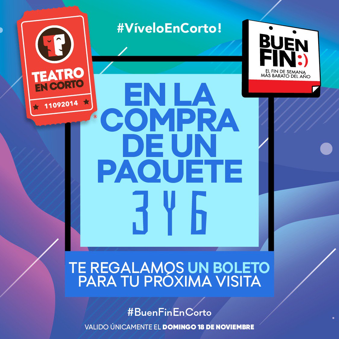 Hoy cerramos #ElBuenFin con esta increible promoción!!!

Compra tu #PaqueTeatro y <a href="/TeatroEnCorto/">Teatro En Corto</a> #Coyoacán te regala un boleto para la próxima visita que nos hagas en la nueva Temporada 18!!!

Ven y ríe con <a href="/VaDeNuezTC/">Va De Nuez TC Coyoacán</a> #EnCorto