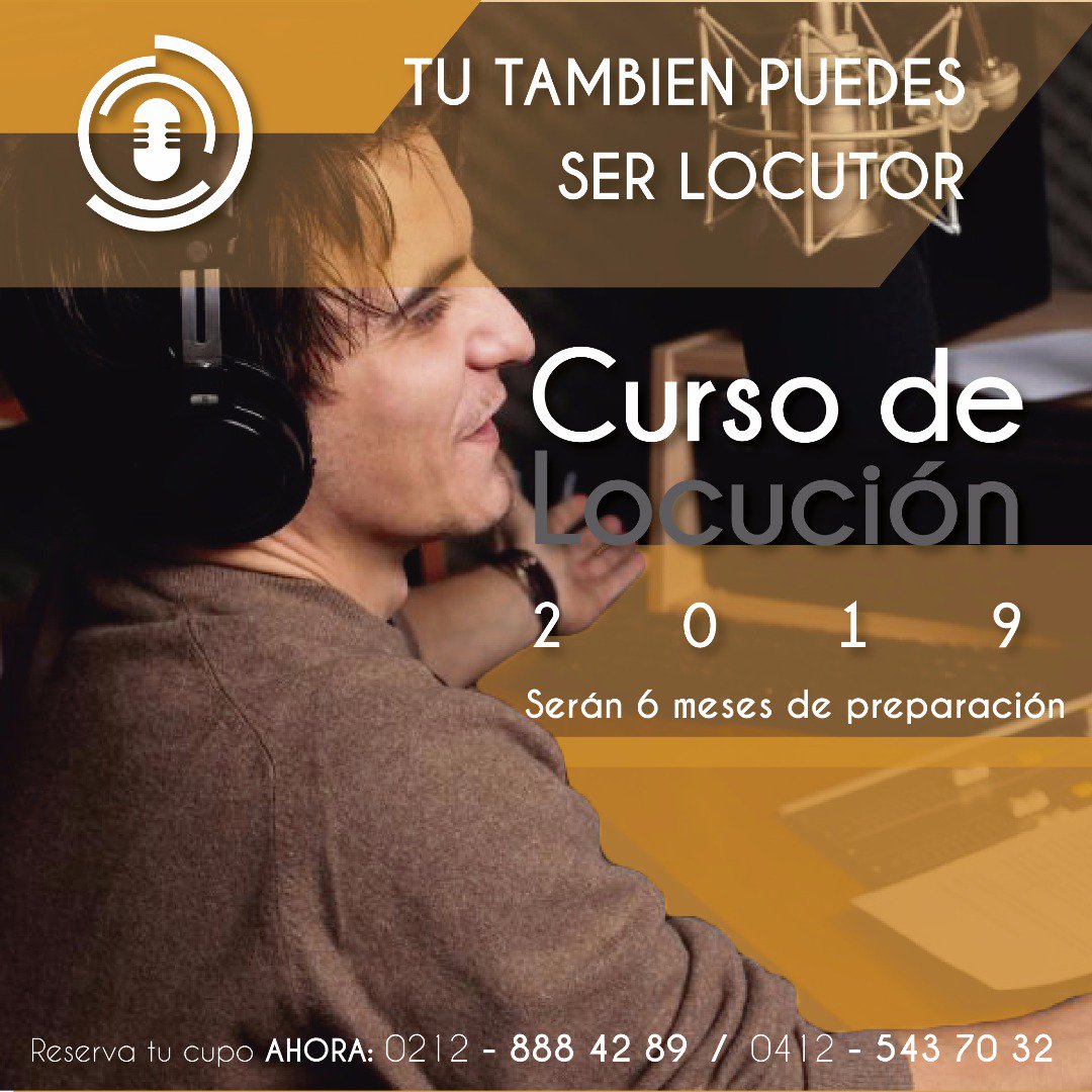 Tu también puedes tener tu programa de radio.
Curso de Locución 2019
Seis meses de formación.
Infórmate: Institutodelocucion@gmail.com