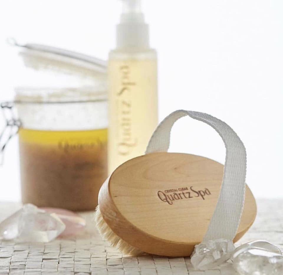 Our exfoliating trio! Quartz spa body brush, mineral body scrub and bath and massage oil 💎 The perfect Sunday night pamper!⠀
.⠀
.⠀
#quartzspa #crystalclear #skincare #beauty