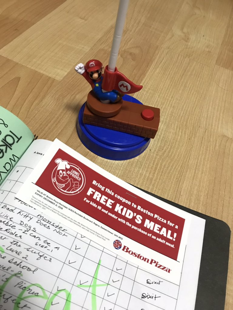 MrsSwatiDixit's tweet photo. Enakshi earned her first @bostonpizza free meal coupon and a Mario toy for reading 20 books. She is super pumped to reach her next goal 📚👍🏻😍 #reading #grade1 #levelH @DrHannaSchool @RegPublicSchool #readingtakesyoutoplaces #readingisimportant https://t.co/ktH5WoQRVU