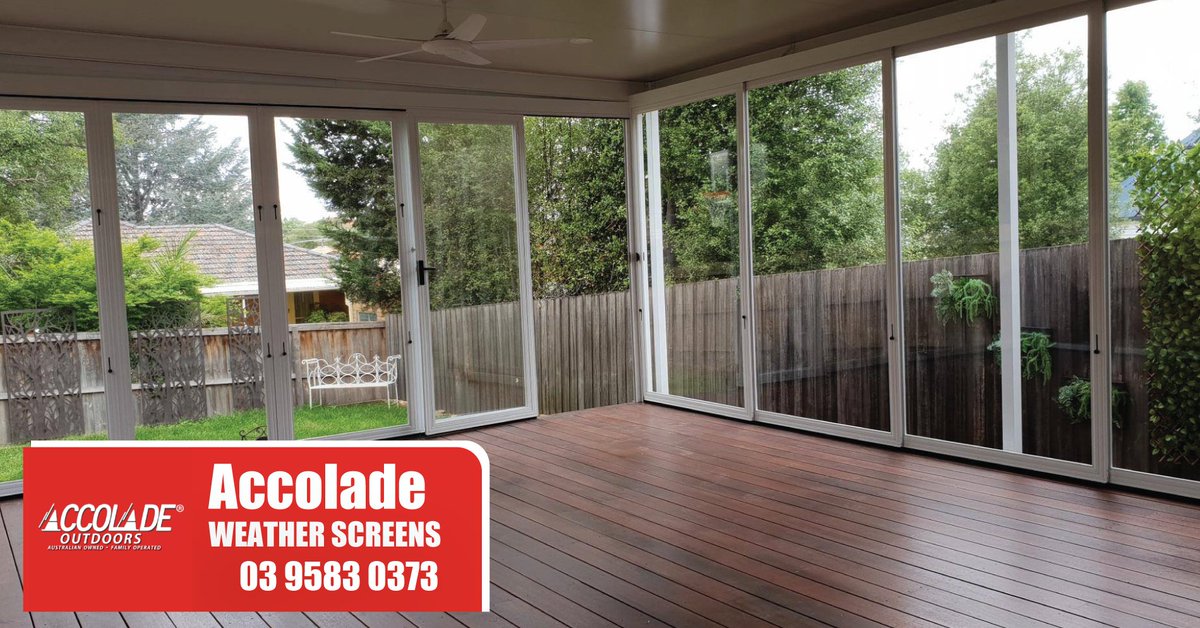 AccoladeScreens's tweet photo. Accolade® PVC Weather Screen System is designed to bi-fold, stack, slide, and hinge open – allowing you to maintain an open or closed outdoor environment with ease. https://t.co/XS68MrZ1l8
#WeatherScreens #PVCBlinds #BistroBlinds https://t.co/DtDPBbIvl9