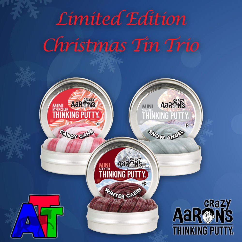 Crazy Aaron's Thinking Putty Christmas Trio Silver Bells Ornament Holiday Lights 