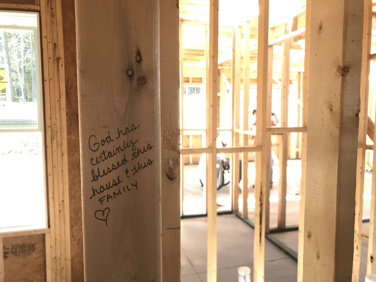 AshleyFrascaWSB's tweet photo. More love than can fit into an afternoon! Blessing the house for Devon & his family ❤️🖤 “Not all of us can do great things. But we can do small things with great love.” -Mother Teresa #itsgreattobeageorgiabulldog🐾🐾 #friendslikefamily❤️ #BuildForDevon #CurraheeHomeBuilders https://t.co/Rq3pzKO5yO
