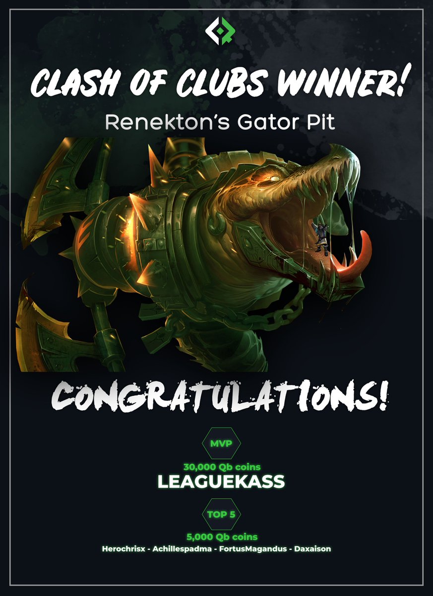 qlubgg's tweet photo. Congrats @RTO_LOL for winning the first ever Clash of Clubs :)
Who should we get on next in this epic battle?
Let us know !
#RTOWIN #LeagueOfLegends https://t.co/4RtkccB7sG