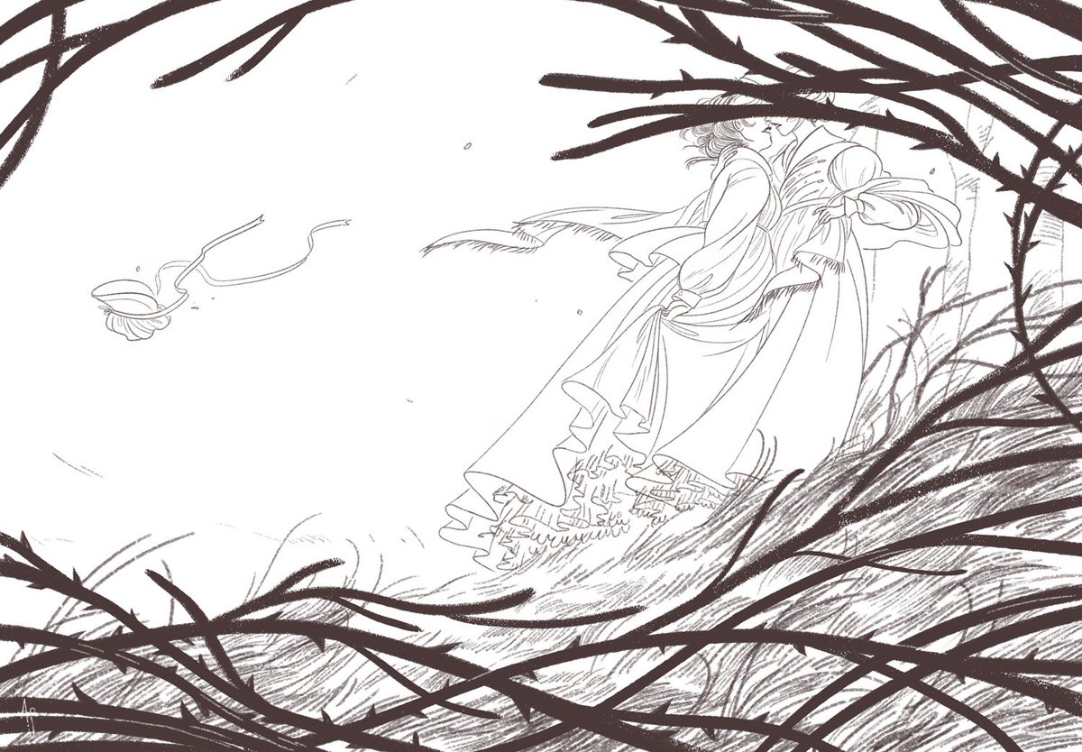 Line art of my recent works. Inking is always my favorite part! ?️ 