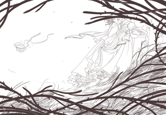 Line art of my recent works. Inking is always my favorite part! ?️ 