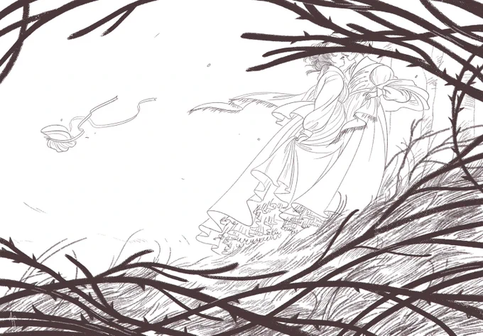 Line art of my recent works. Inking is always my favorite part! ?️ 