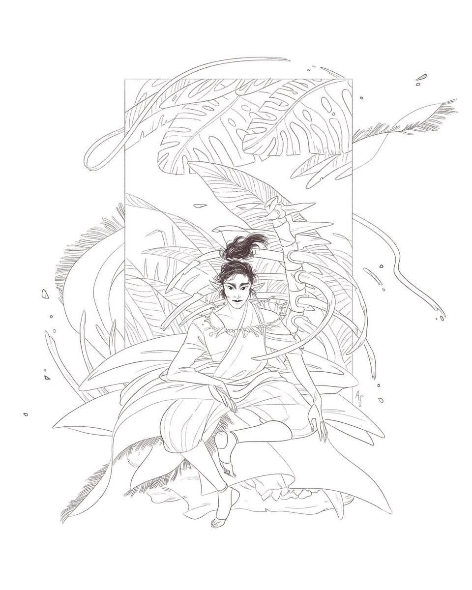Line art of my recent works. Inking is always my favorite part! ?️ 