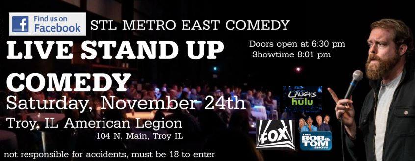 amberklear's tweet photo. Comedian DJ Dangler coming to Troy, IL the Saturday after Thanksgiving! #SmallBizSat #troyIL https://t.co/qiHIsepEeX