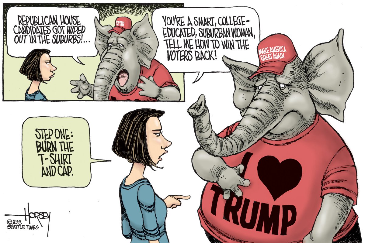 davidhorsey's tweet photo. The lesson Republicans probably won't learn from the midterms: @realDonaldTrump is killing the GOP in the suburbs... https://t.co/dWIx6NEsA3