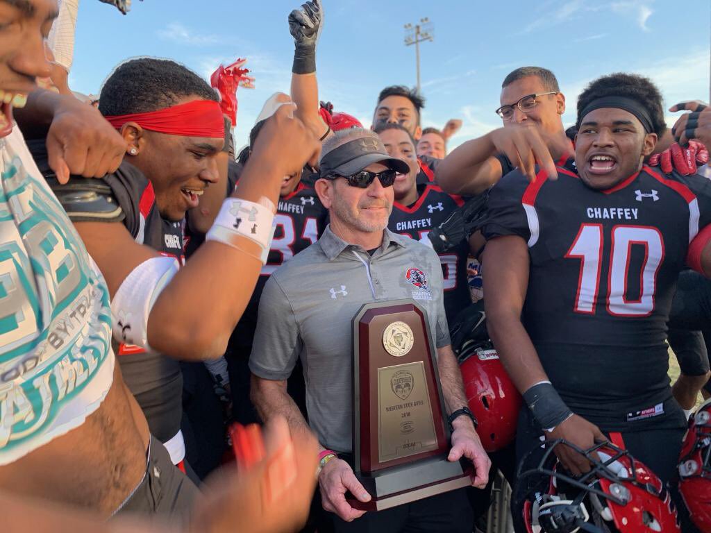 coachjasonb247's tweet photo. Chaffey College are your 2018 champions🏆🏆. We inspire those that want to be great, Coach those that have the heart and win with those that are willing to do what others won’t💪🏾. #PreparationIsSeparation #CoachThemUp #ItsAMindSet #ChaffeyCollege @JUCOFFrenzy @ChaffeyFootball https://t.co/ns7zGgtMVn