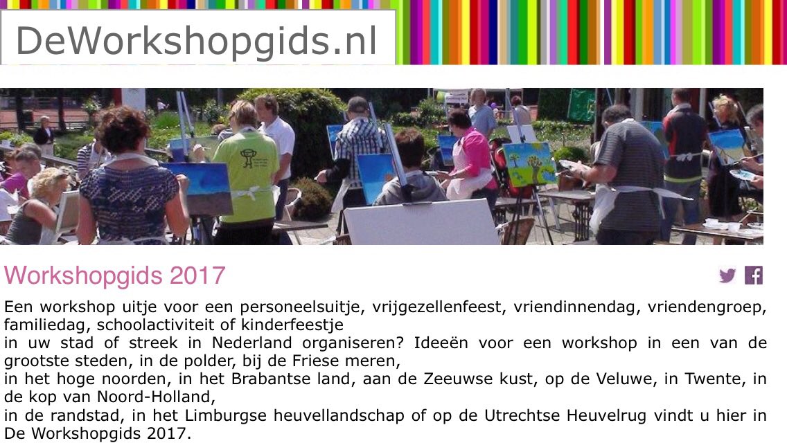 De leukste workshops staan op DeWorkshopgids.nl #workshop #workshops #cursus #training #cursussen #trainingen #uitje #bedrijfsuitje #uitjes #bedrijfsuitjes #teamuitje #teamuitjes #groepsuitje #groepsuitjes #uitgaan #uitstapje #uitstapjes #bedrijfsuitstapje