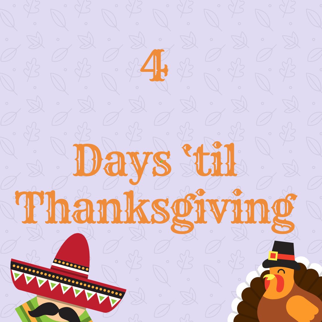 TheSalsaVerde's tweet photo. Four more days until Thanksgiving! Tell us what you are thankful for!

#salsaverde #salsaverdemexicanrestaurant #salsaverderestaurant #mexicanfood #foodie #spicy #yummy #nomnom #goodeats #Oswego #Yorkville #Batavia #stcharles #thanksgiving #fallseason https://t.co/JkunQgIDrU