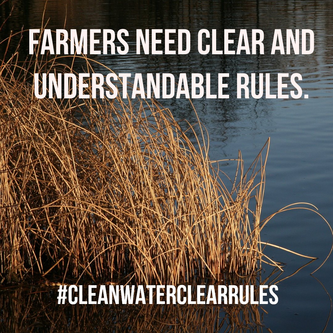 FarmBureau's tweet photo. A new #WaterRule must be clear and understandable. Farmers and ranchers shouldn’t have to hire a team of lawyers and engineers just to know if they can work their land. #WOTUS. #CleanWaterClearRules https://t.co/JkP1WJvJXY
