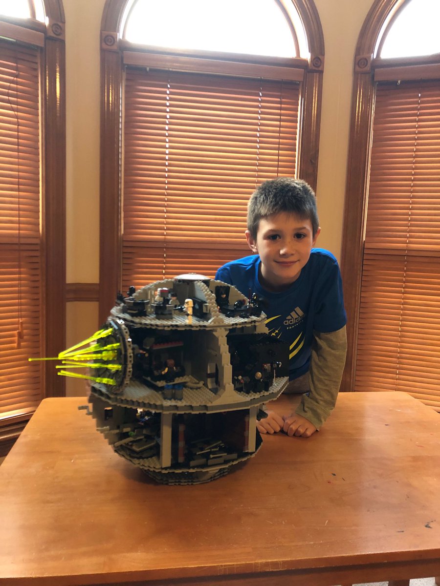 NicoleLugaila's tweet photo. Reese completed his largest LEGO set the Death Star. #LEGO #legomasters #StarWars https://t.co/9chhvKeeKr