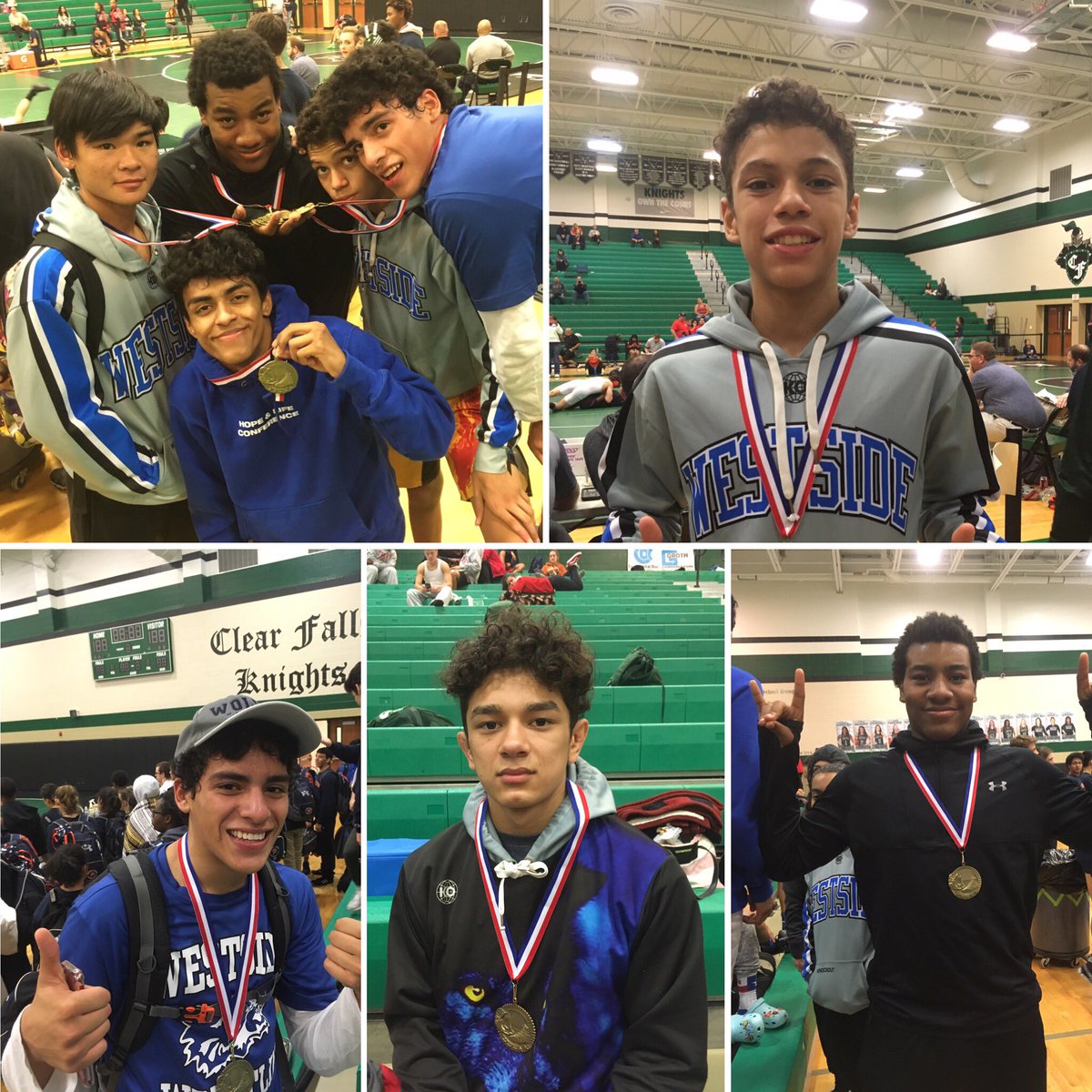 WolvesWrestlers's tweet photo. Stsnding Ovation to our #WrestlingTeam Great kick off to the #UILWrestling #wrestlingseason18 @westsidehigh #WolvesWrestlers came back home with 6gold 🥇 1silver🥈2bronce🥉 and a 2nd 🏆as team at #ClearFallsInvitational @whshowlernews #spreadthenews👏👏👏👍🤼♂️🤼♀️ https://t.co/0vNaupcXkc