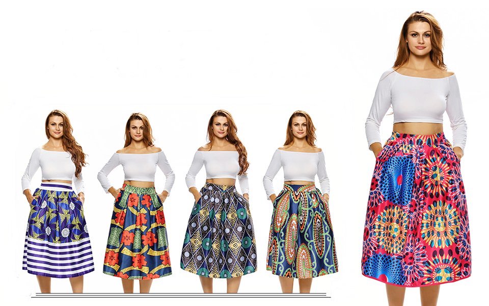 MuntuNaBantu's tweet photo. [ #Apparel #Celebs #Fashion #Style #Makeup #LuxuryLinx--> Please #RETWEET or #LIKE The Content ]  Annflat Women's African Print Knee Length Flare Skirts with Pockets https://t.co/XUHuK3rLPG https://t.co/Q7kqigRpVs