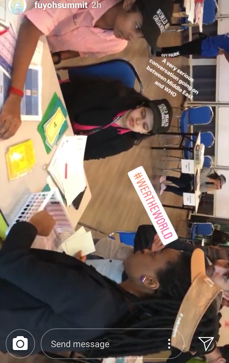 LudwekaziN's tweet photo. We played very interesting games during the last day of the summit. I loved my team π I was made Finance Minister of and had to help come up with solutions to help improve the well-being of the Middle East/North African region.
#FUYOH #FUYOH2018 #FUYOHSummit https://t.co/f7Lp0WrsB5