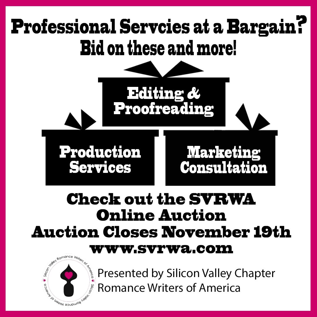 SVRWAChapter's tweet photo. To our author friends...
Checkout this online auction of author services deliverable worldwide. Great help for cheap! Just 1 day left.
https://t.co/ttXQ0uO3Mn  
Please share! 
@MarilynVix @KateAllure @MardiBallou @lyndabelle_b @LilacJamesauthor @marietuhart @cbrittonauthor https://t.co/i0SRr23DGm