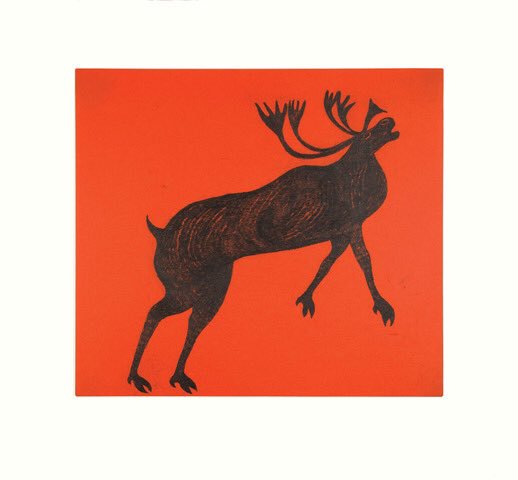 Join us at #HamOnt Art Crawl Dec 14 to view the 2018 Cape Dorset Collection and beautiful carvings and drawings. Find that perfect gift - a gift of Art endures! facebook.com/events/7585623…  Featured print *Rearing Caribou* by Quvianaqtuk Pudlat. #InuitArt #Arctic #wildlife