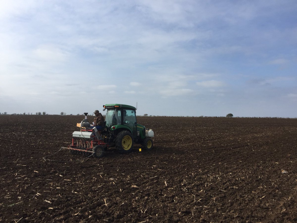 AibrahimAmir's tweet photo. Planting 30 acres at McGregor, TX to wheat and oat trials today. 3 rigs planting simultaneously. We never thought these black vertisols would dry up in time for optimum planting. Breeders do not sleep the night until all their seed is buried! https://t.co/4GdPv6t31D