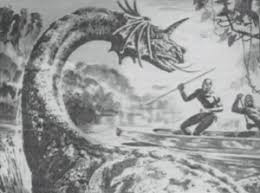 Much like the Mokele-mbmebe, the Irizima is described as being a living Sauropod. The difference, however, is that the Irizima is said to have a horn at the end of it’s snout. The creature is found in Lake Edward, which borders Uganda and the Democratic Republic of the Congo.