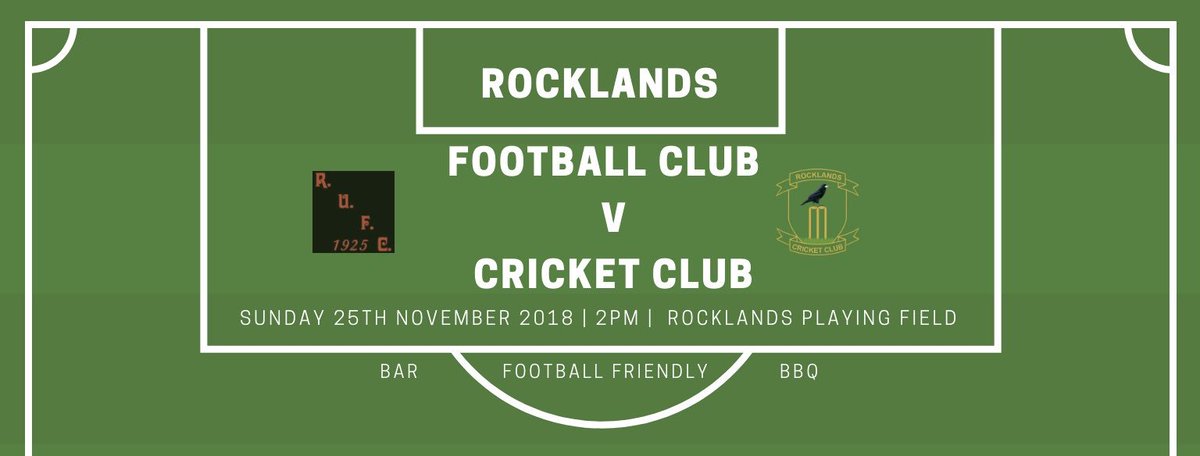 It’s less than a week until our charity football match against <a href="/RocklandUnited/">Rockland United F.C.</a>. Come &amp; support the event next Sunday which includes a BBQ, Raffle, Bar and what’s sure to be an enjoyable game of football ⚽️v🏏