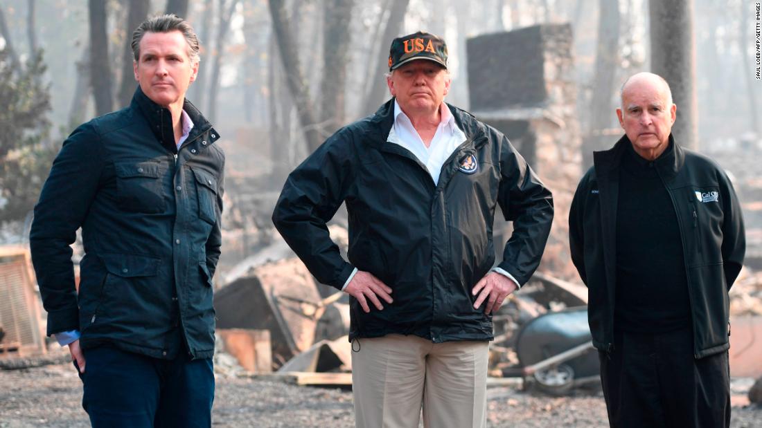 CNN's tweet photo. Asked about climate change, President Trump says "lot of factors" to blame for California wildfires https://t.co/Zaolb8oNil https://t.co/gvaIVjQGea
