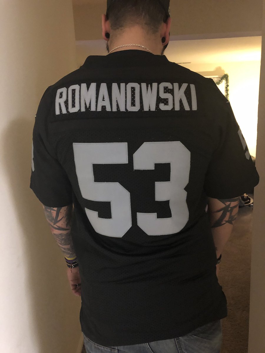 tharaiderbenito's tweet photo. I guess we’re gonna go win 6 more in a row!! Eddie Guerrero and new Romo Jersey for luck #8-8babay #roidlife #RaiderNation #eddieguerrero #imyourpapi https://t.co/xPREsvqtWR