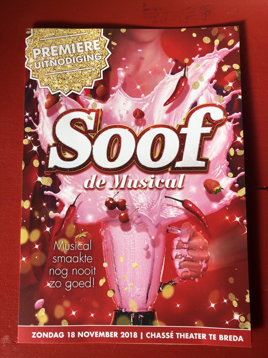 APAOostermeijer's tweet photo. Met het hele gezin mogen genieten bij de premiere van de culinaire en feelgood show #SoofdeMusical @ChasseTheater #Breda Aanrader voor avond uit. https://t.co/4LQMnmNYGZ