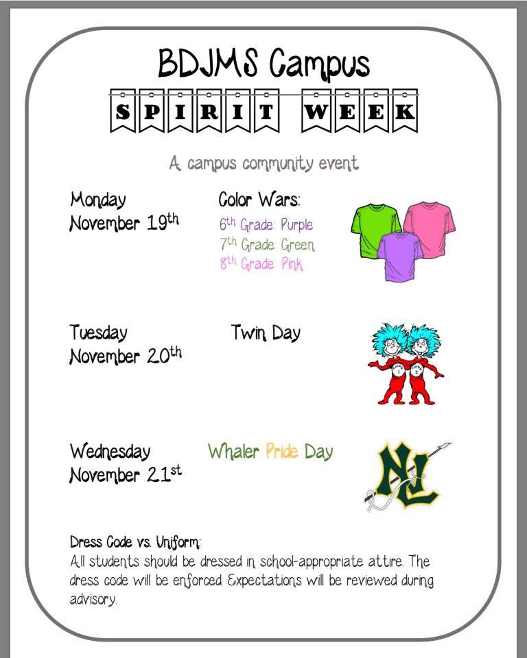 Bennie Dover Jackson Middle School campus wide Spirit Week!