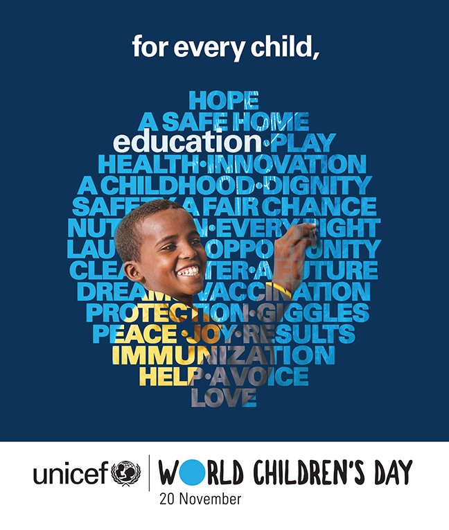 UNICEF's tweet photo. #ForEveryChild, an education ✏️ 📚 👩🏽‍🎓

Celebrate #WorldChildrensDay by supporting every child's right to go to school. Add your name to our petition: https://t.co/tqJoAOPEzH https://t.co/hvaDr6nWyd