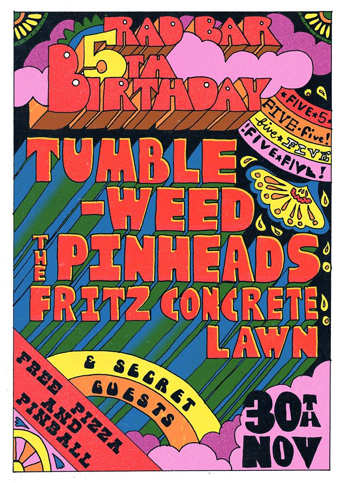 Tumbleweed_Gong's tweet photo. next show is sold out and a special birthday show at the Rad Bar here in Wollongong with @thepinheadss, Fritz, Concrete Lawn + secret special guests
#RadBar https://t.co/Cqlt5139Qr