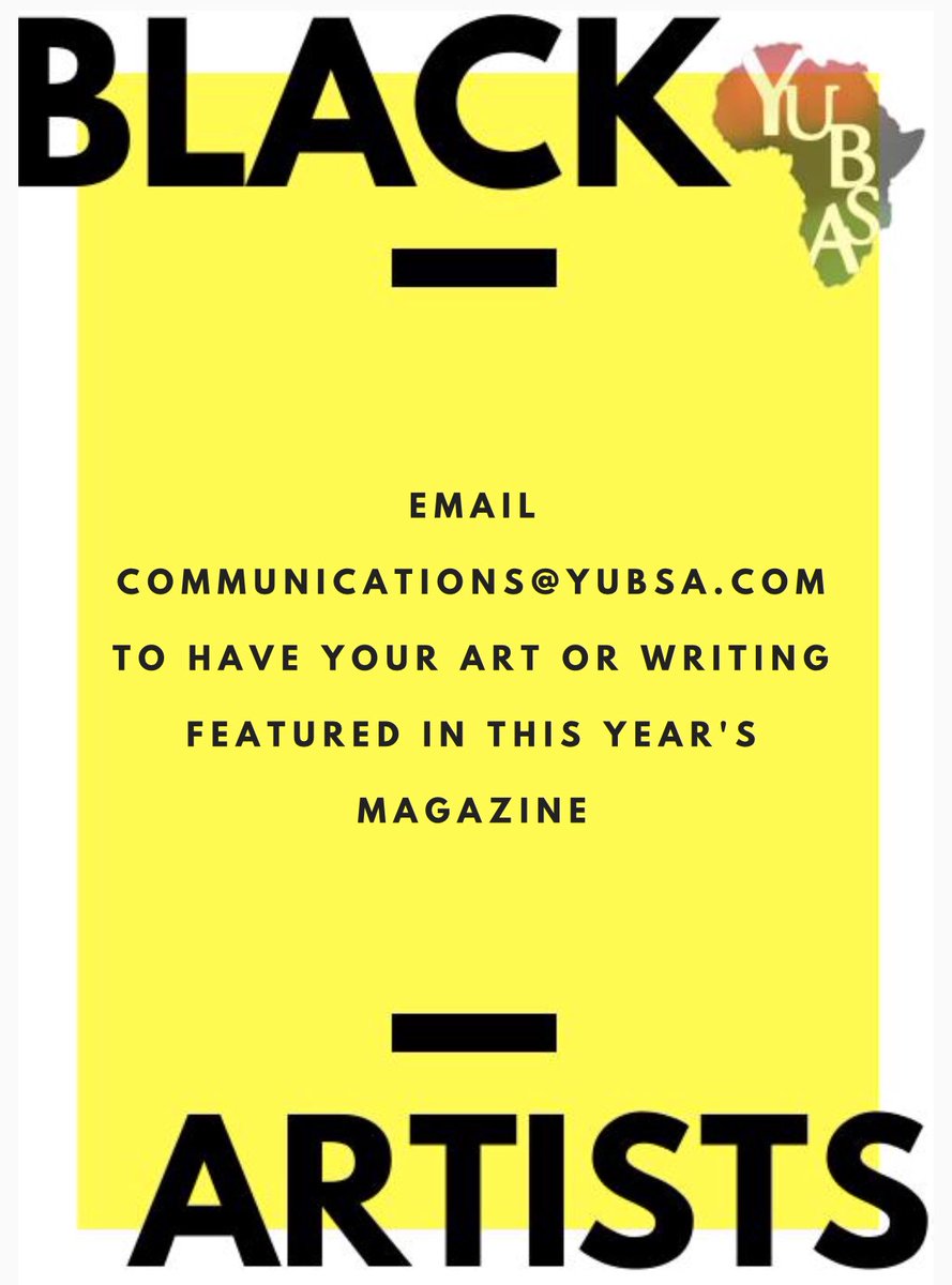 YUBlackStudents's tweet photo. For this year’s issue of Black Cabinet, we aim to deconstruct the monolith notion associated with blackness. 
If you have related art, writing or images that you’d like to share feel free to submit! ✨ 

Email communications@yubsa.com for inquiries/submissions.

#BlackCabinet2019 https://t.co/MjpFLxmNhE