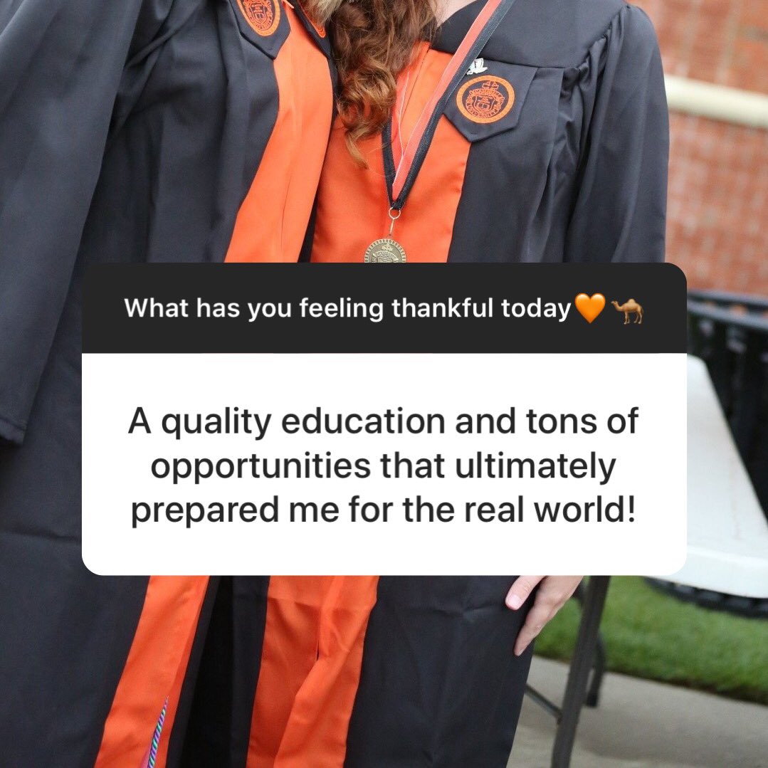 The ultimate goal for every university should be this! We are so glad to be able to provide all the opportunities we can for previous, current, and future students🙌 This is just one more thing our students are thankful for this holiday season 🧡🐪 #campbelluniversity #thankful