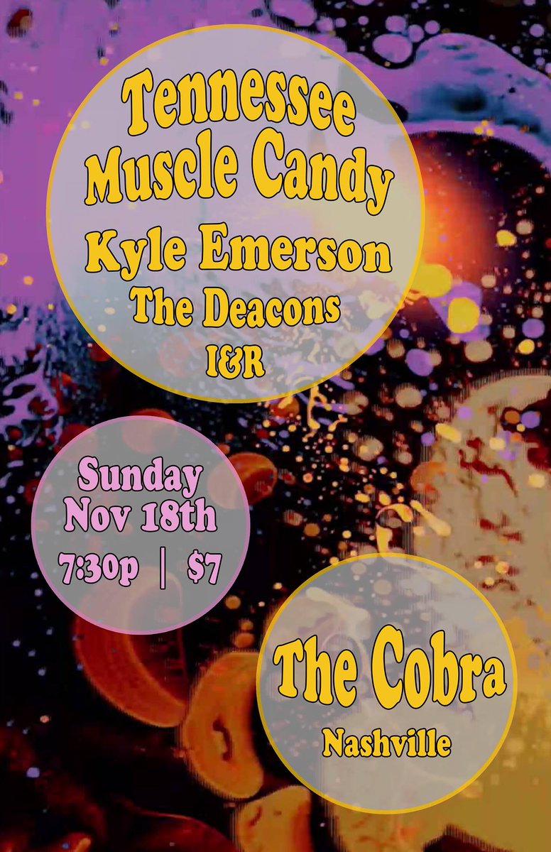 NoCountryNash's tweet photo. Head to The @CobraNashville TONIGHT for @tnmusclecandy #KyleEmerson #TheDeacons & @whoisiandr! Additional shows and more info: https://t.co/nGA7SyRySH https://t.co/4yvaMRtECP