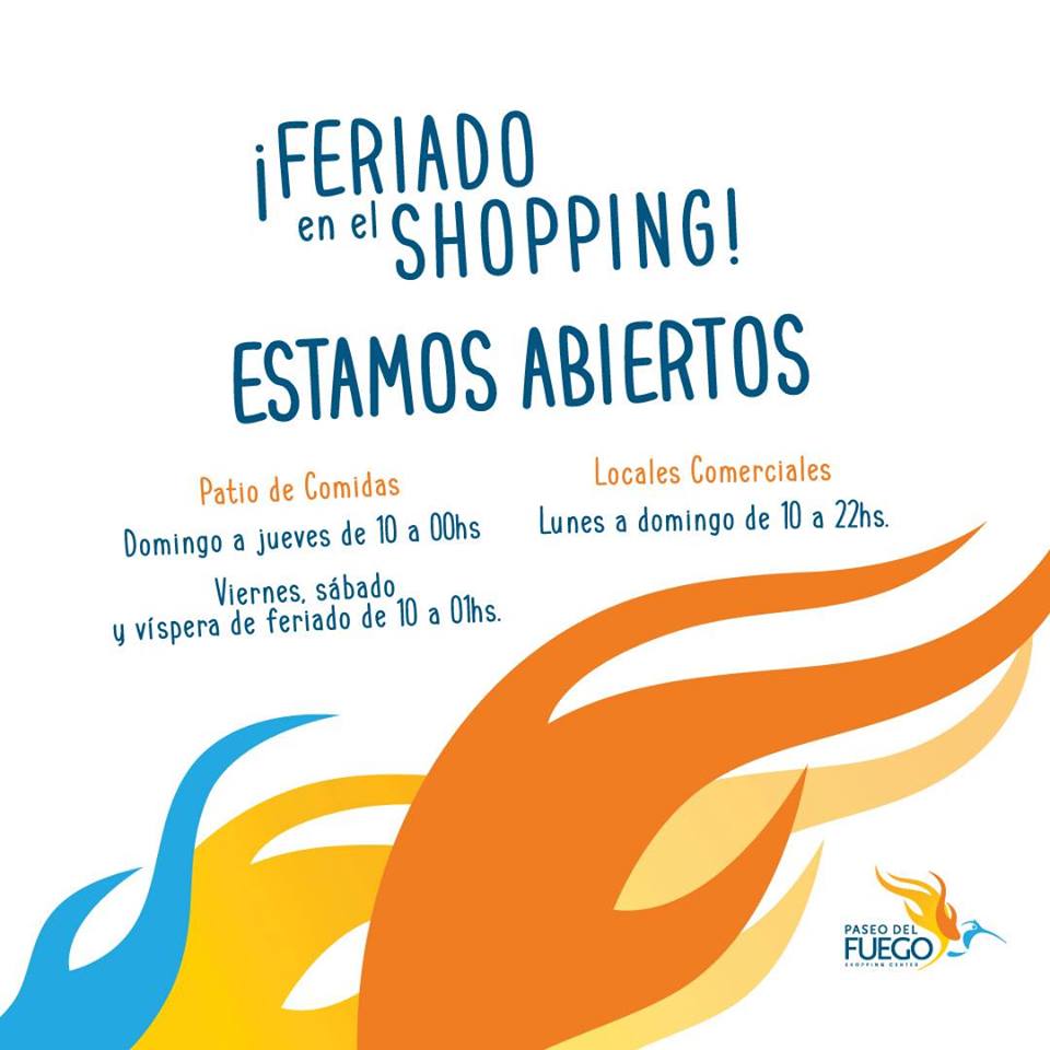 Aprovechá este finde largo en el Shopping 🙋🙋
Mañana Lunes  19 de Noviembre abrimos en horario normal 
.
.
.

#paseodelfuego #shopping #ushuaia #patagonia #compras #argentina #instagood #feriado #ushuaialovers