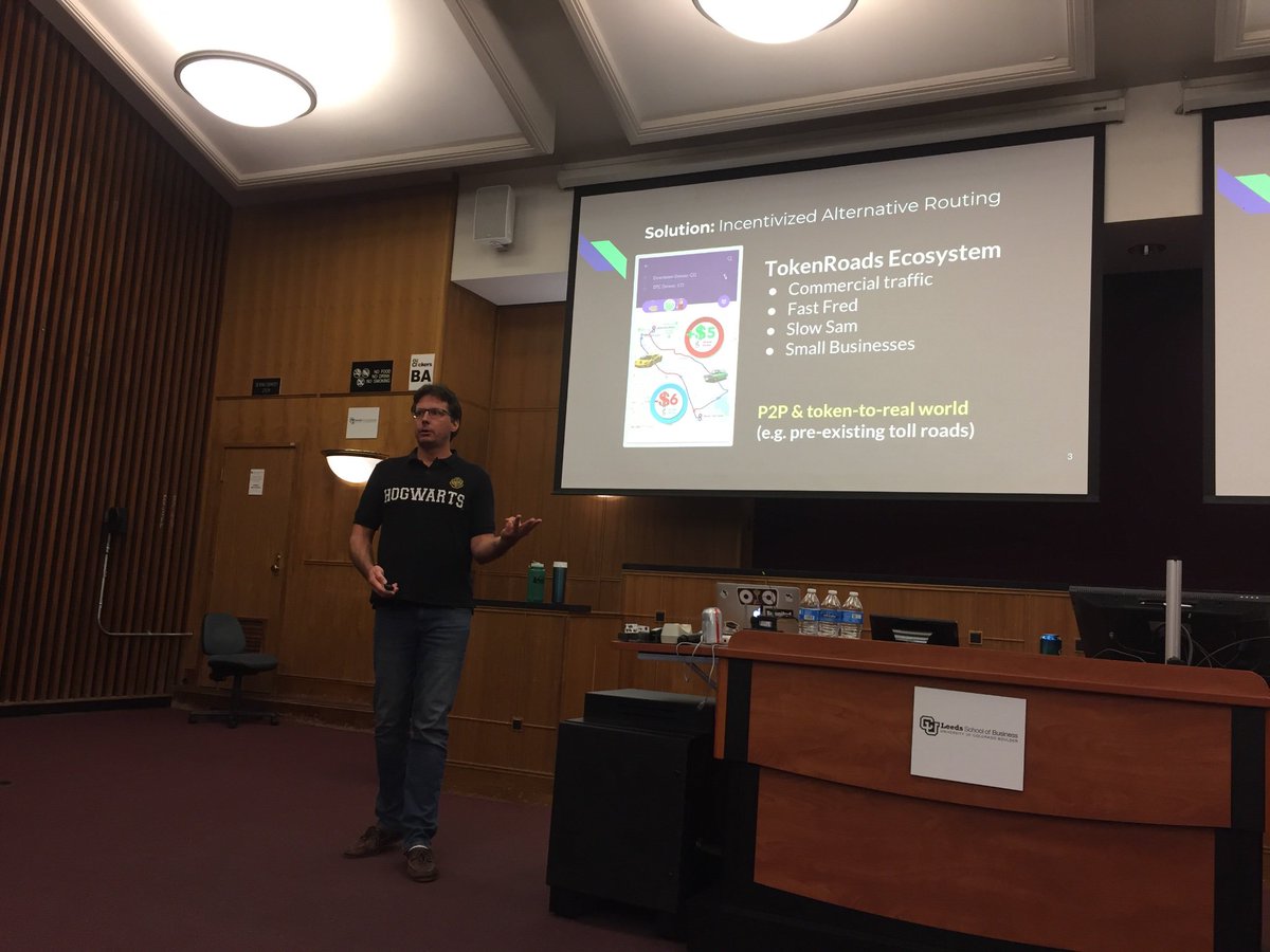 First pitch <a href="/swboulder/">SW Boulder</a>: TokenRoad, earn money by taking alternate routes while driving. #TGSW18 #swboulder