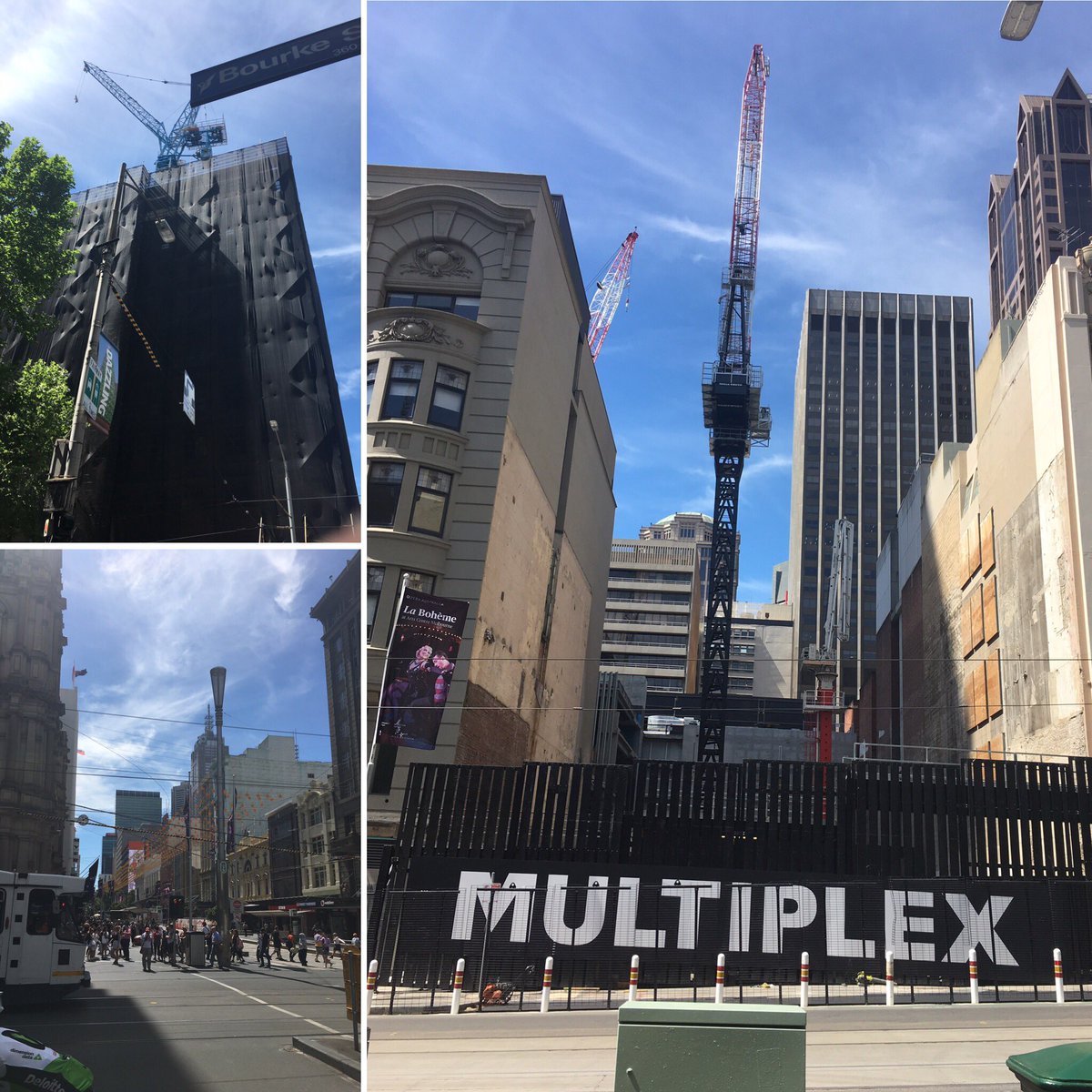 melbbrisMR's tweet photo. Bourke Street in all its glory today! Christmas is in the air and the developments keep rolling on... #mbmr https://t.co/5JYVj6CDD9
