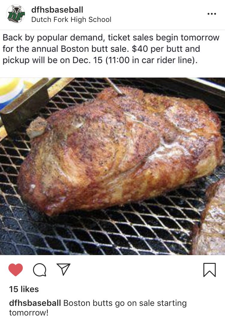 FSchodowski's tweet photo. Hey @RedSox my son’s baseball team is selling Boston Butts as a fundraiser. Who on the World Series Champ team is interested in supporting hs baseball with the best cut of meat...Boston! @ForkBaseball #DFBaseball #RedSoxBuyBostonButts #HighSchoolBaseballAtItsBest #IWillDeliver https://t.co/t9eQqErRpk